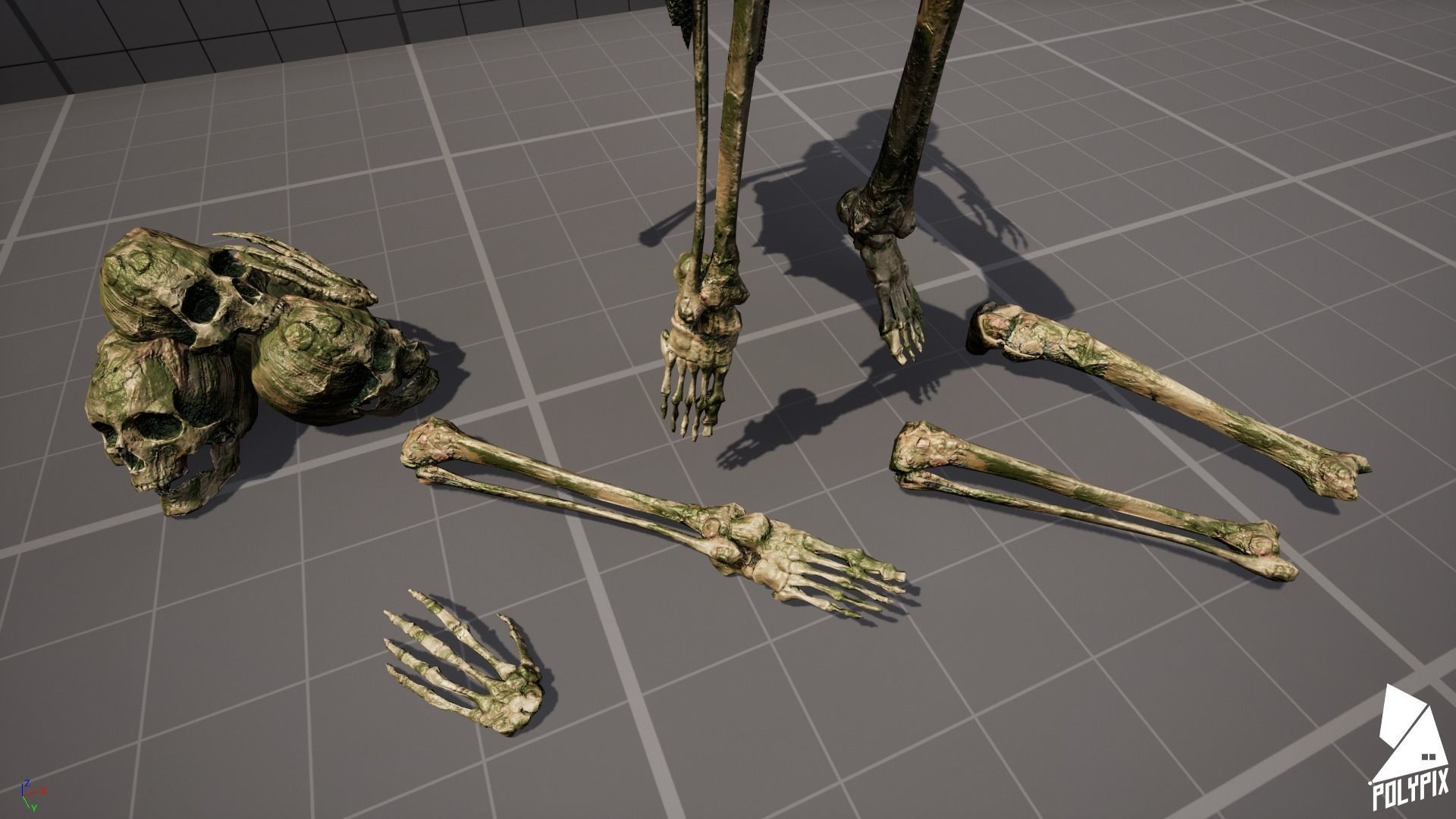 Mossy Skulls VOL 1 Low-poly 3D model_1