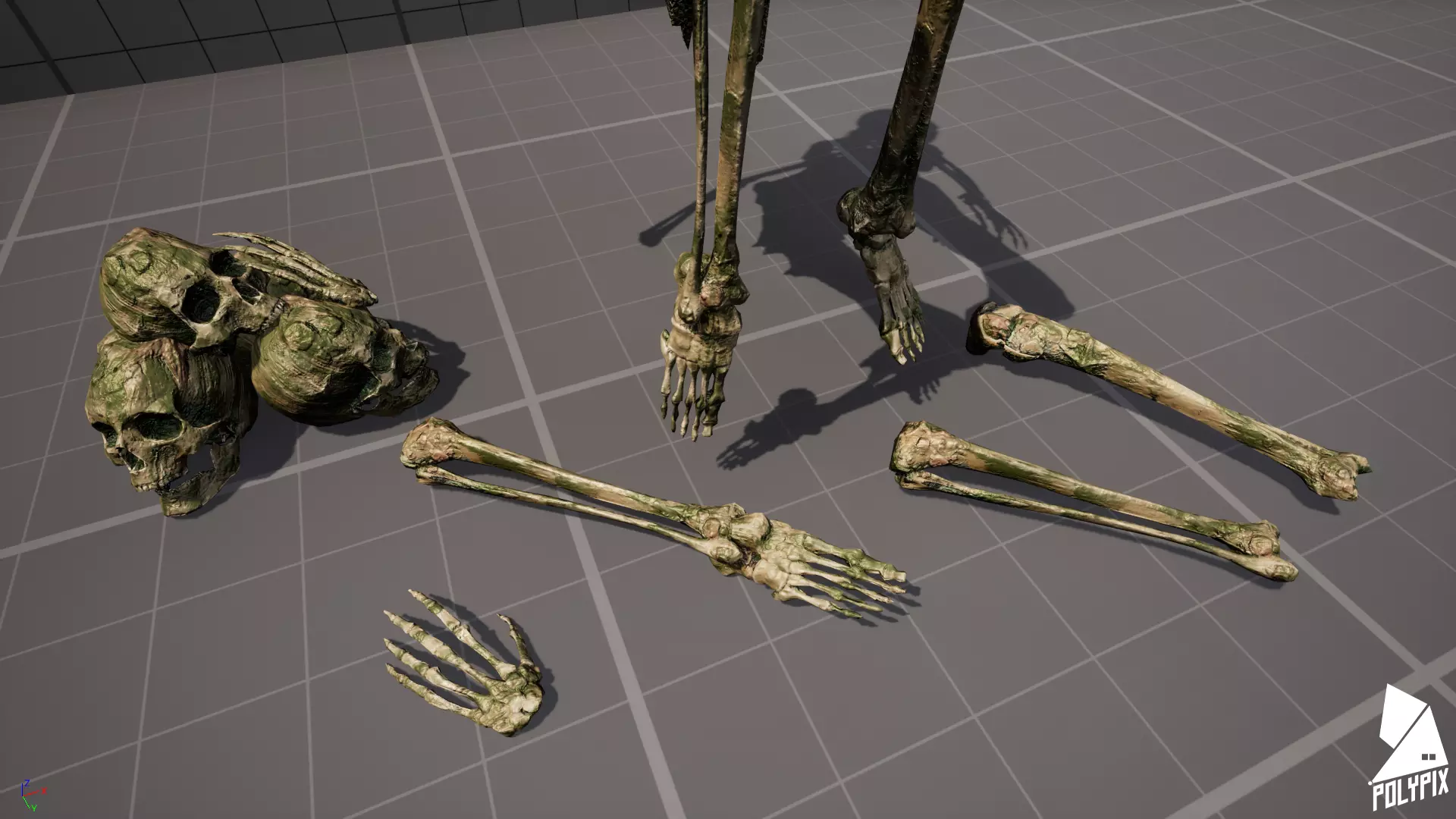 Mossy Skulls VOL 1 Low-poly 3D model