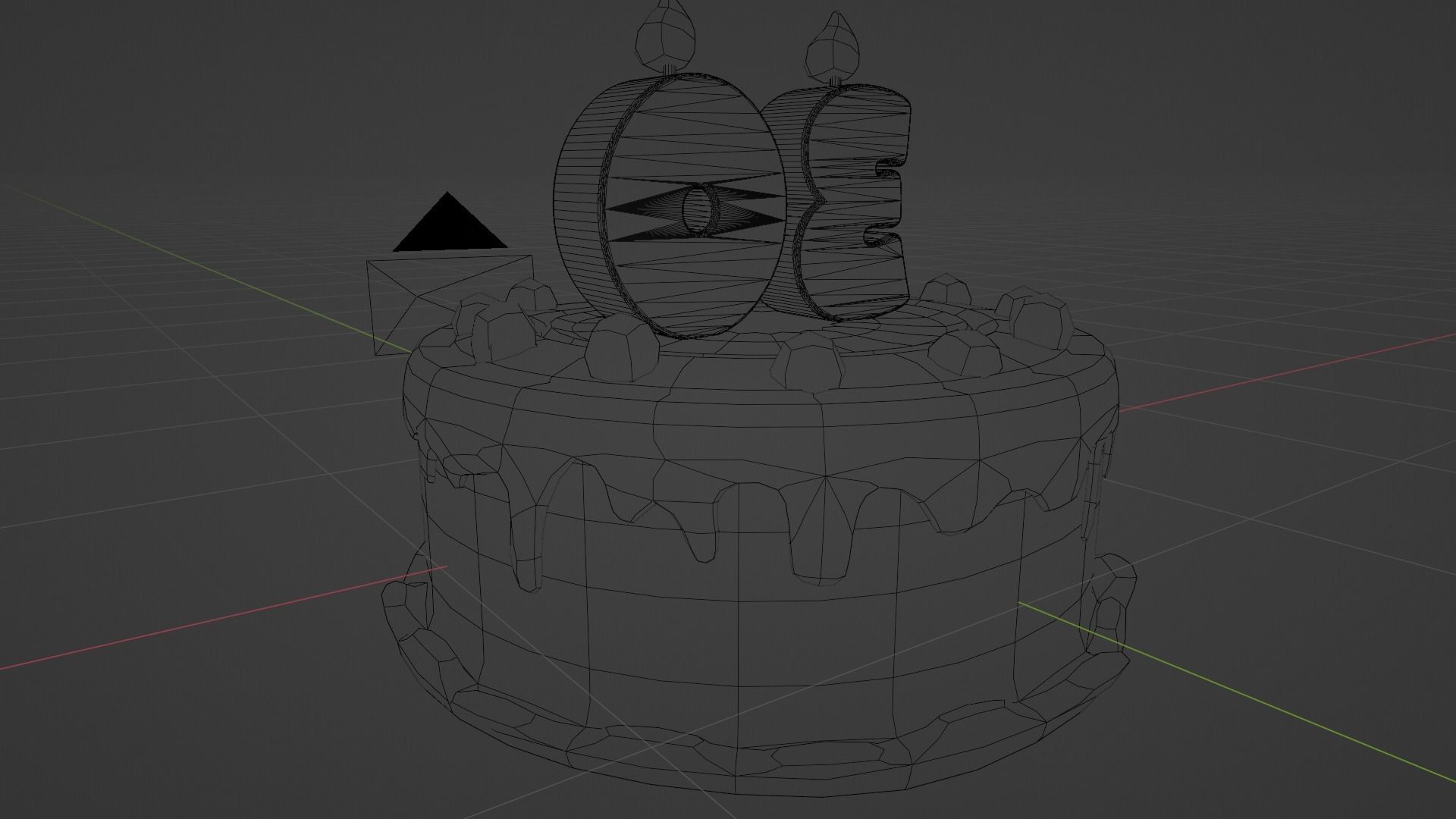 Cartoon Cake Model with candles 3D model_4