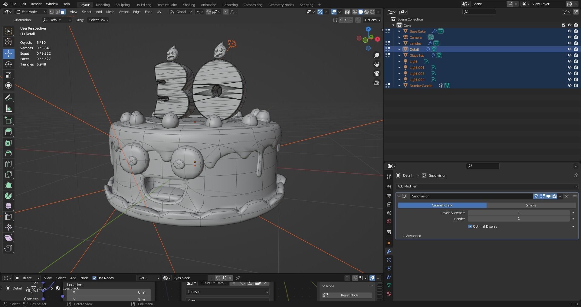 Cartoon Cake Model with candles 3D model_5