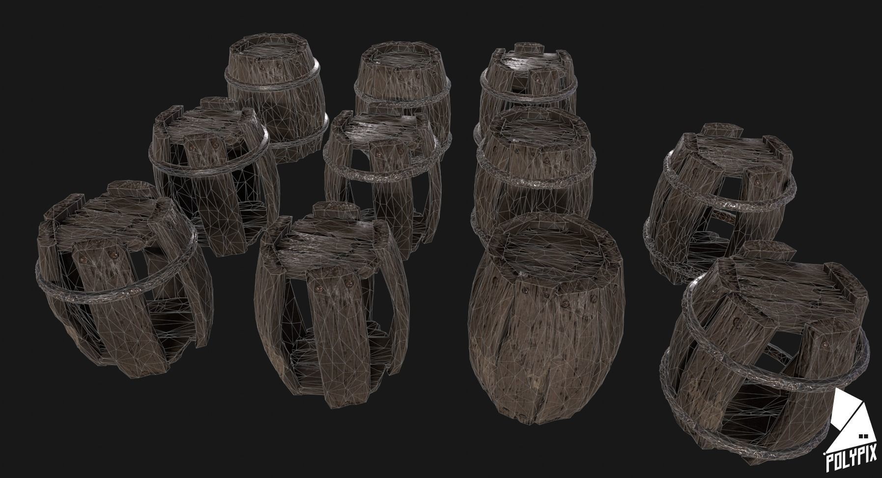 Pirate Barrels Low-poly 3D model_3