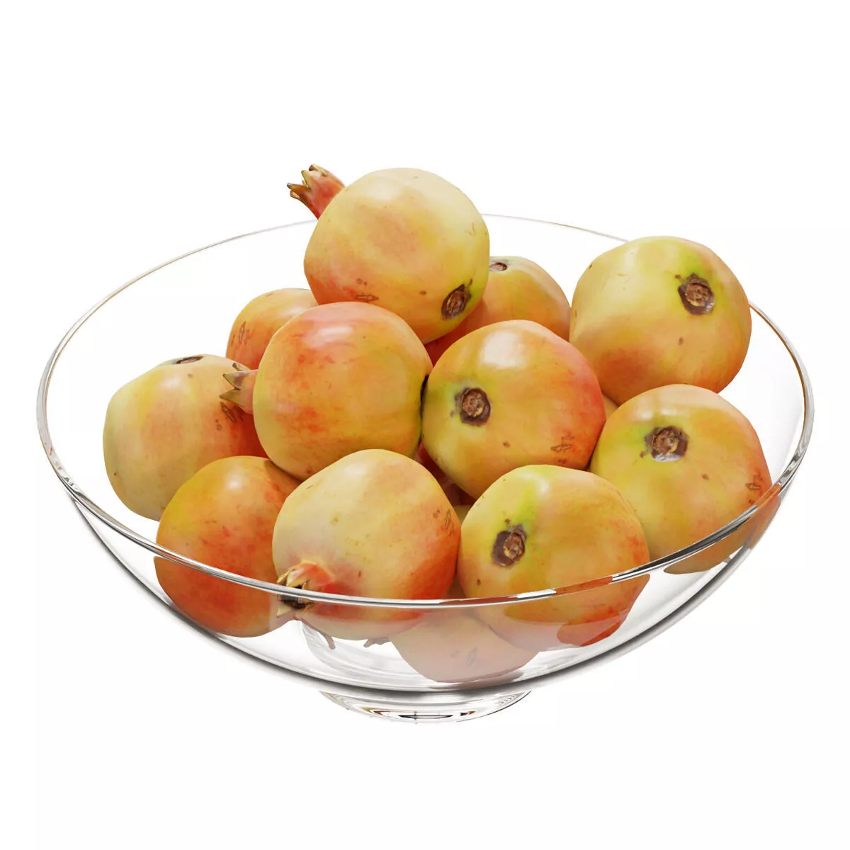 Glass footed fruit bowl set 22 3D model