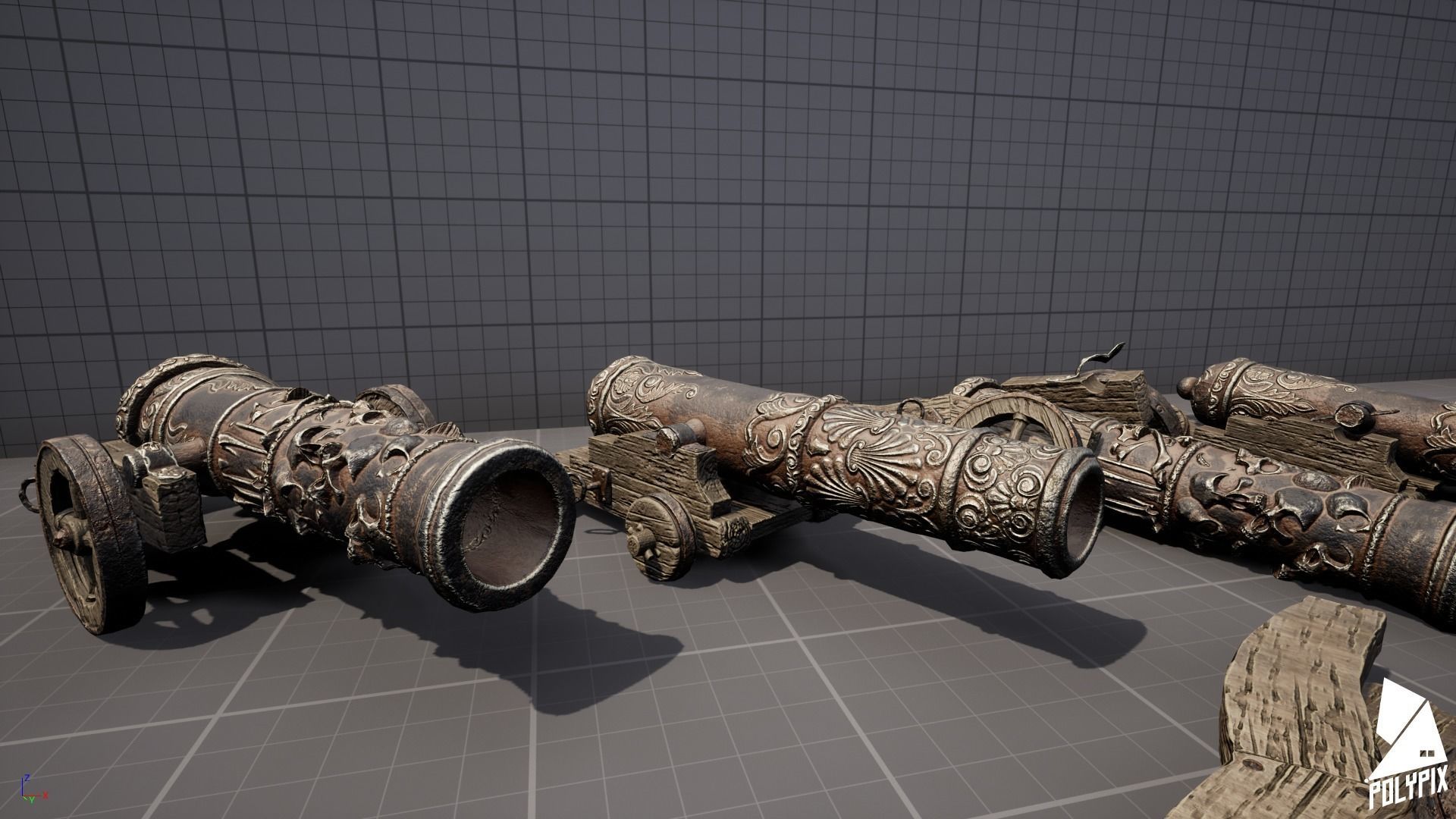 Pirate Cannons Low-poly 3D model_1