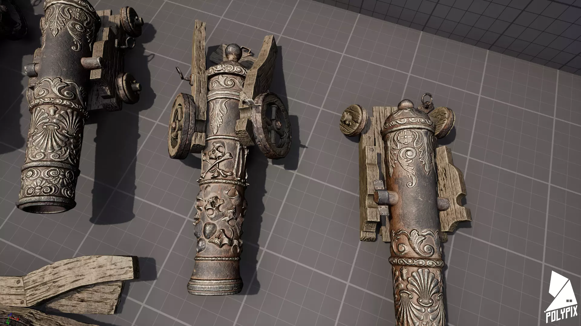 Pirate Cannons Low-poly 3D model_0
