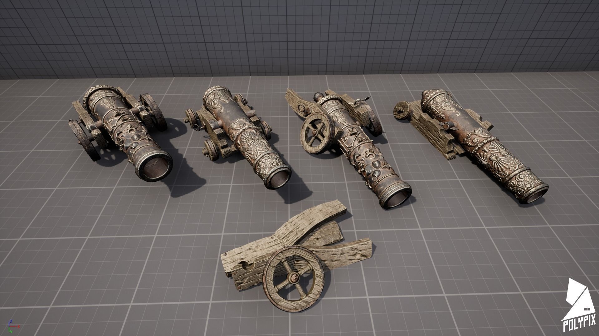 Pirate Cannons Low-poly 3D model_2