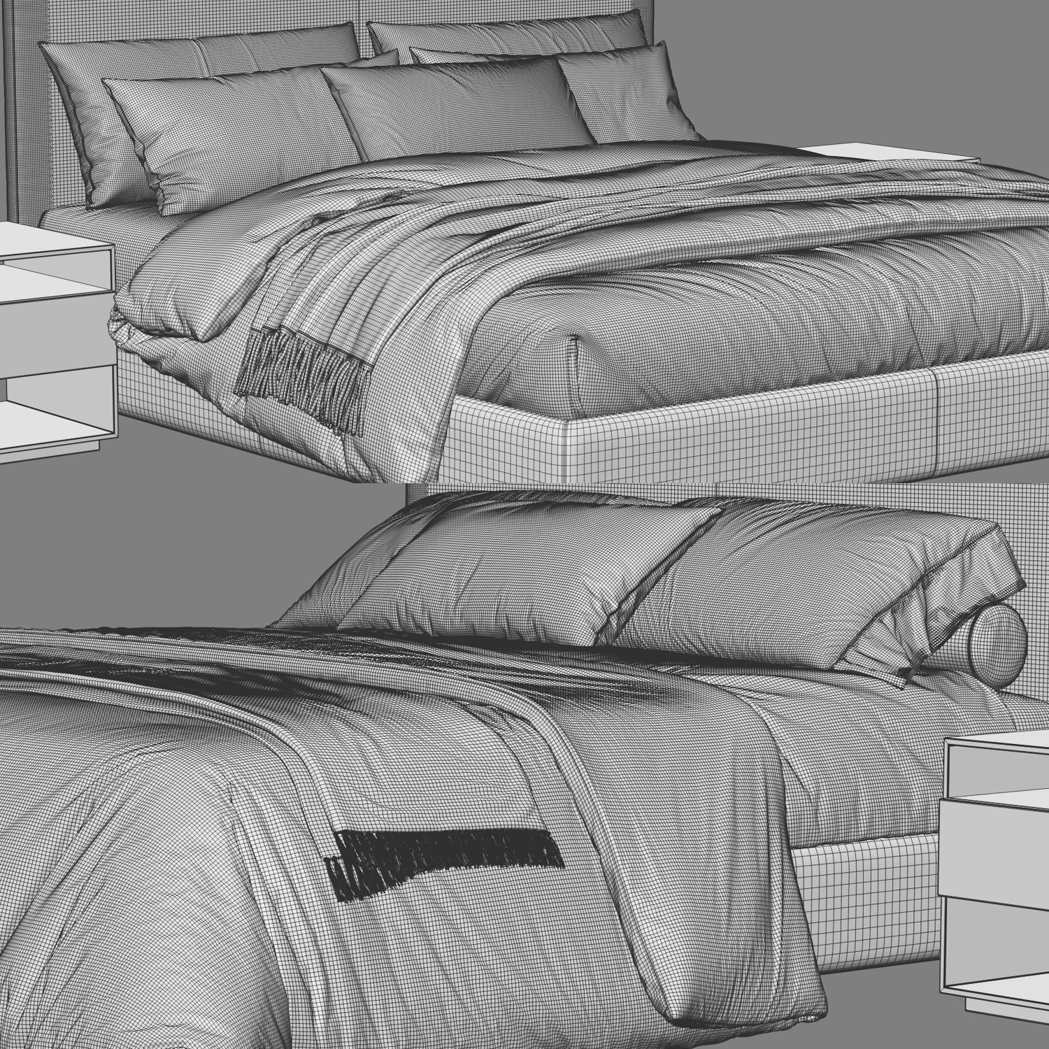 Flexform Oltre Bed 3D model_4
