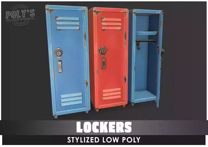 Lockers - Stylized Low Poly Low-poly 3D model