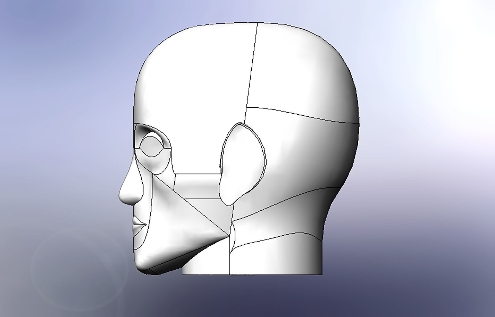 Human Head CAD 3D print model_3