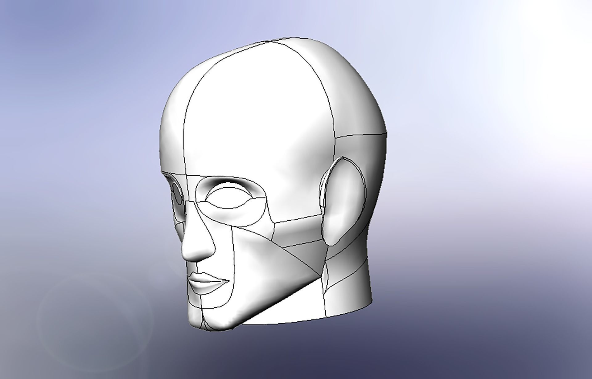 Human Head CAD 3D print model_1