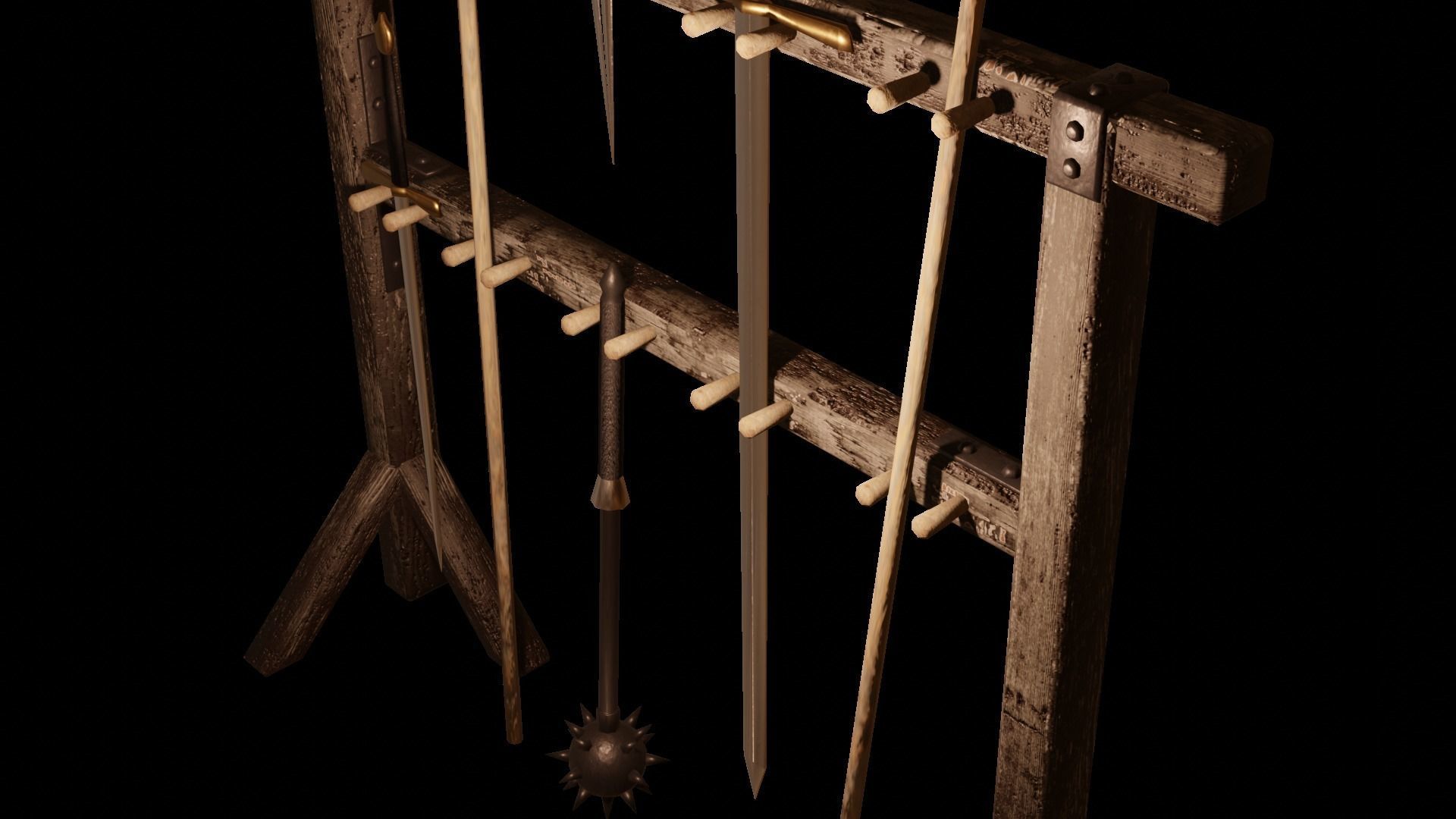 Weapon Rack Low-poly 3D model_1