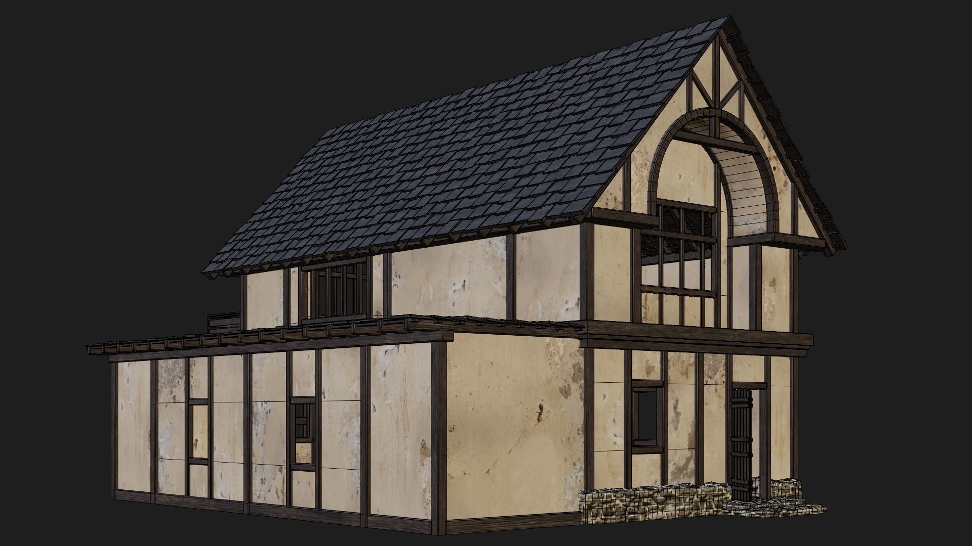 Old Medieval House 4K Textures GameReady 131 Low-poly 3D model_6