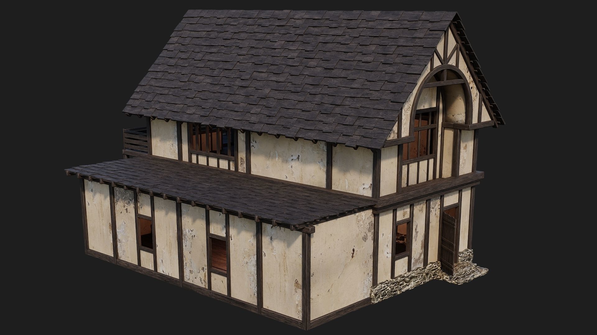 Old Medieval House 4K Textures GameReady 131 Low-poly 3D model_1