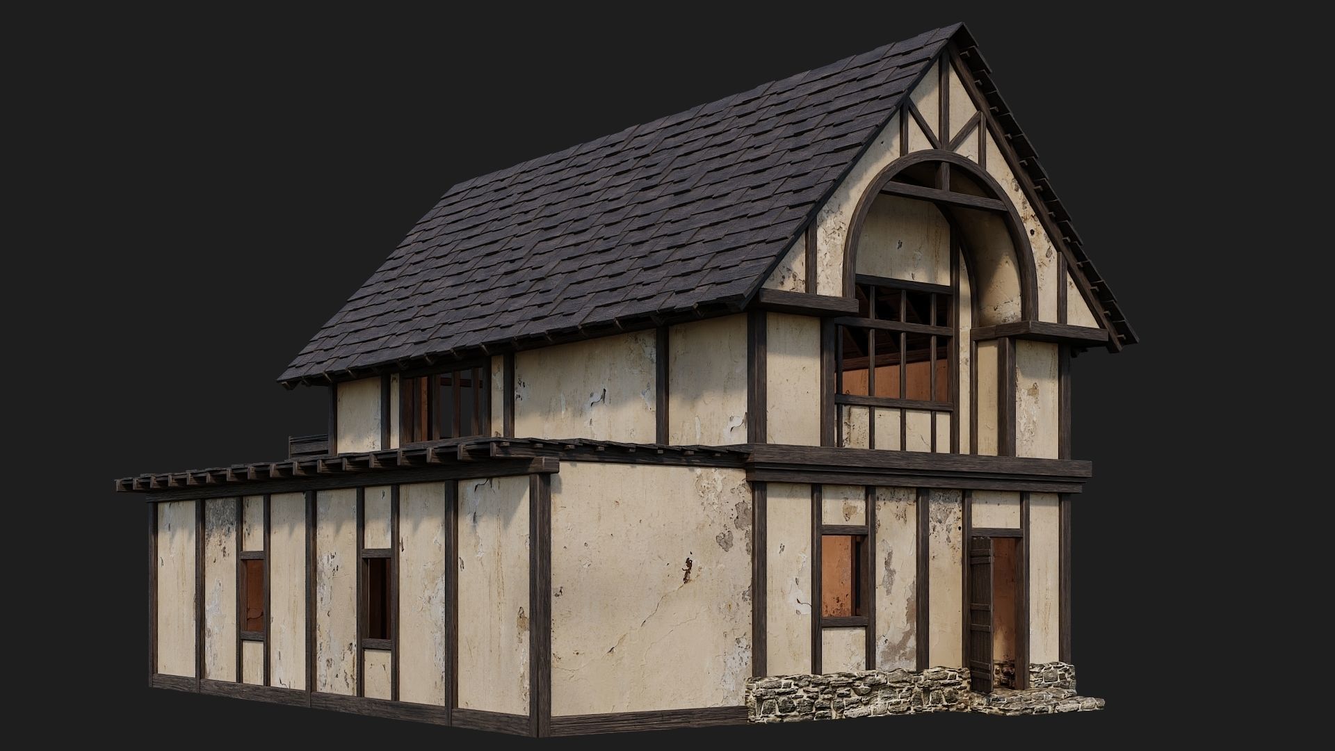 Old Medieval House 4K Textures GameReady 131 Low-poly 3D model_4