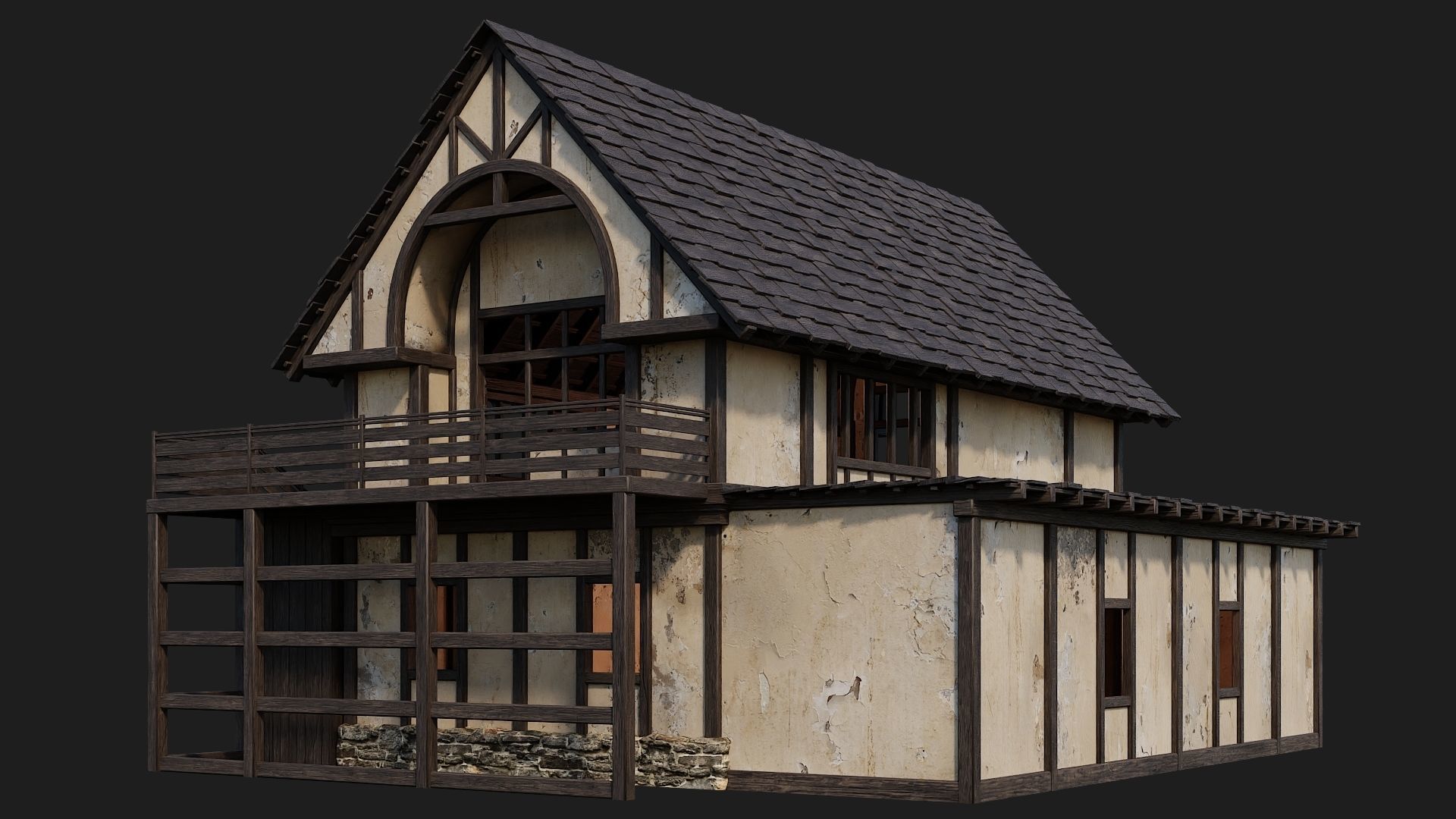 Old Medieval House 4K Textures GameReady 131 Low-poly 3D model_9
