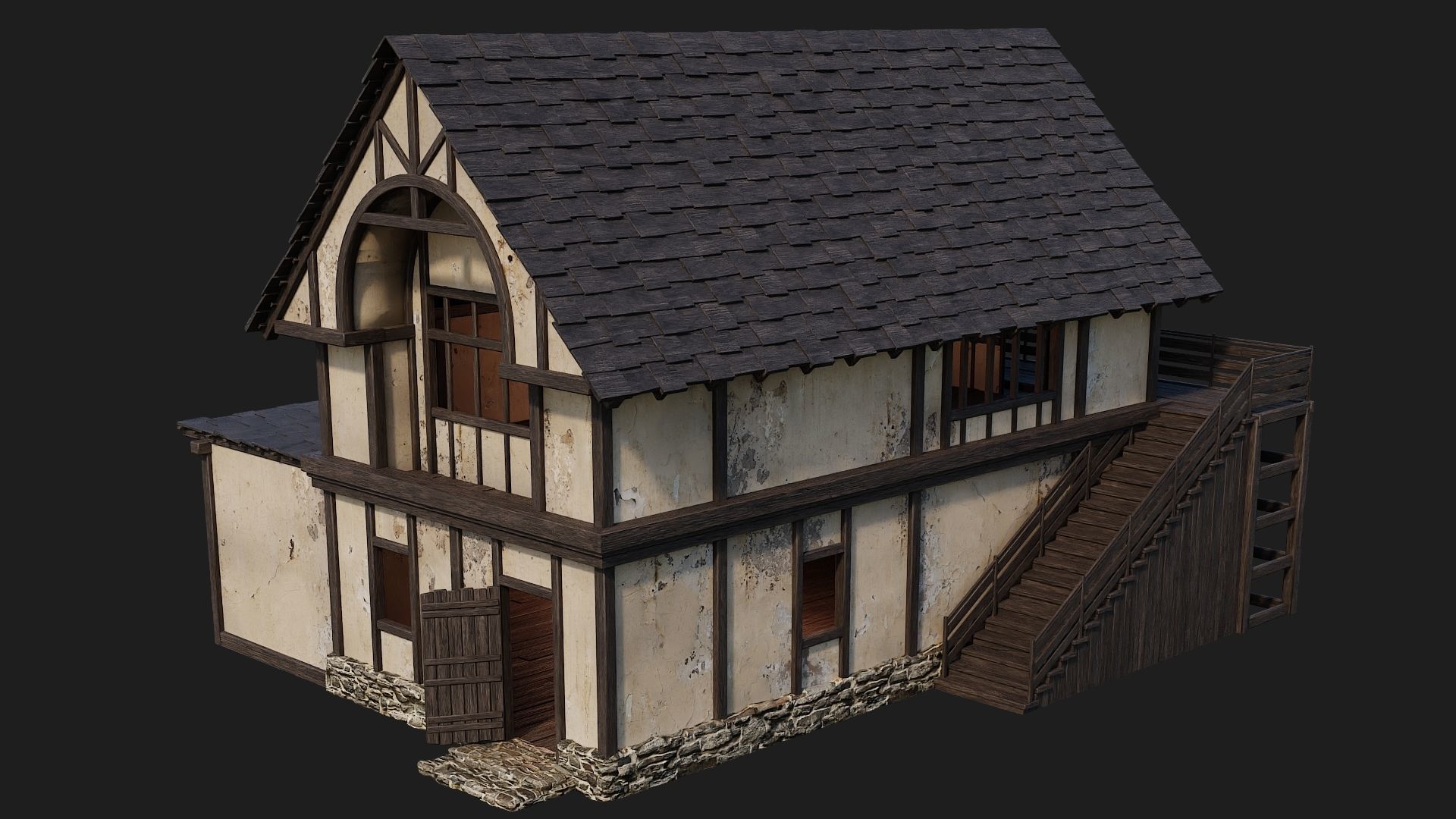 Old Medieval House 4K Textures GameReady 131 Low-poly 3D model_11