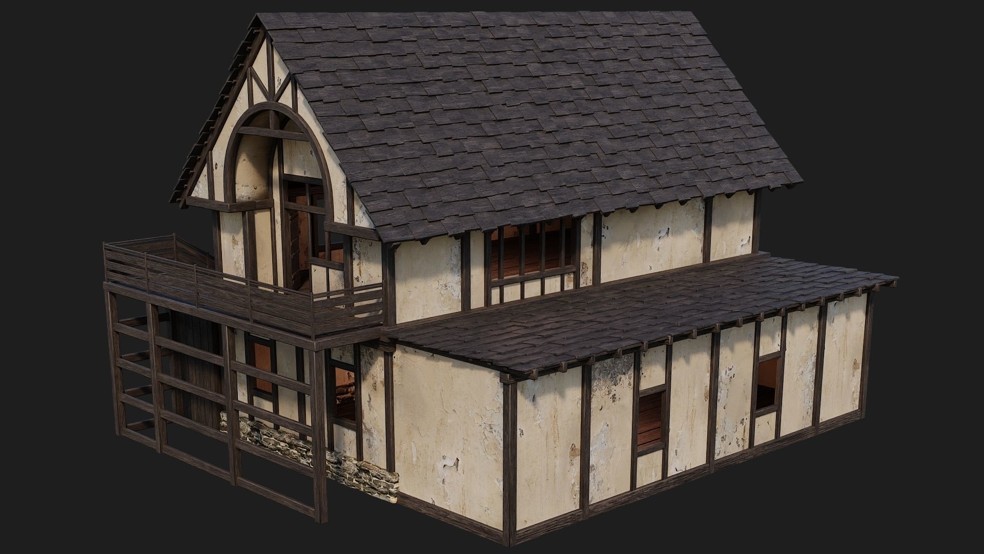 Old Medieval House 4K Textures GameReady 131 Low-poly 3D model_3
