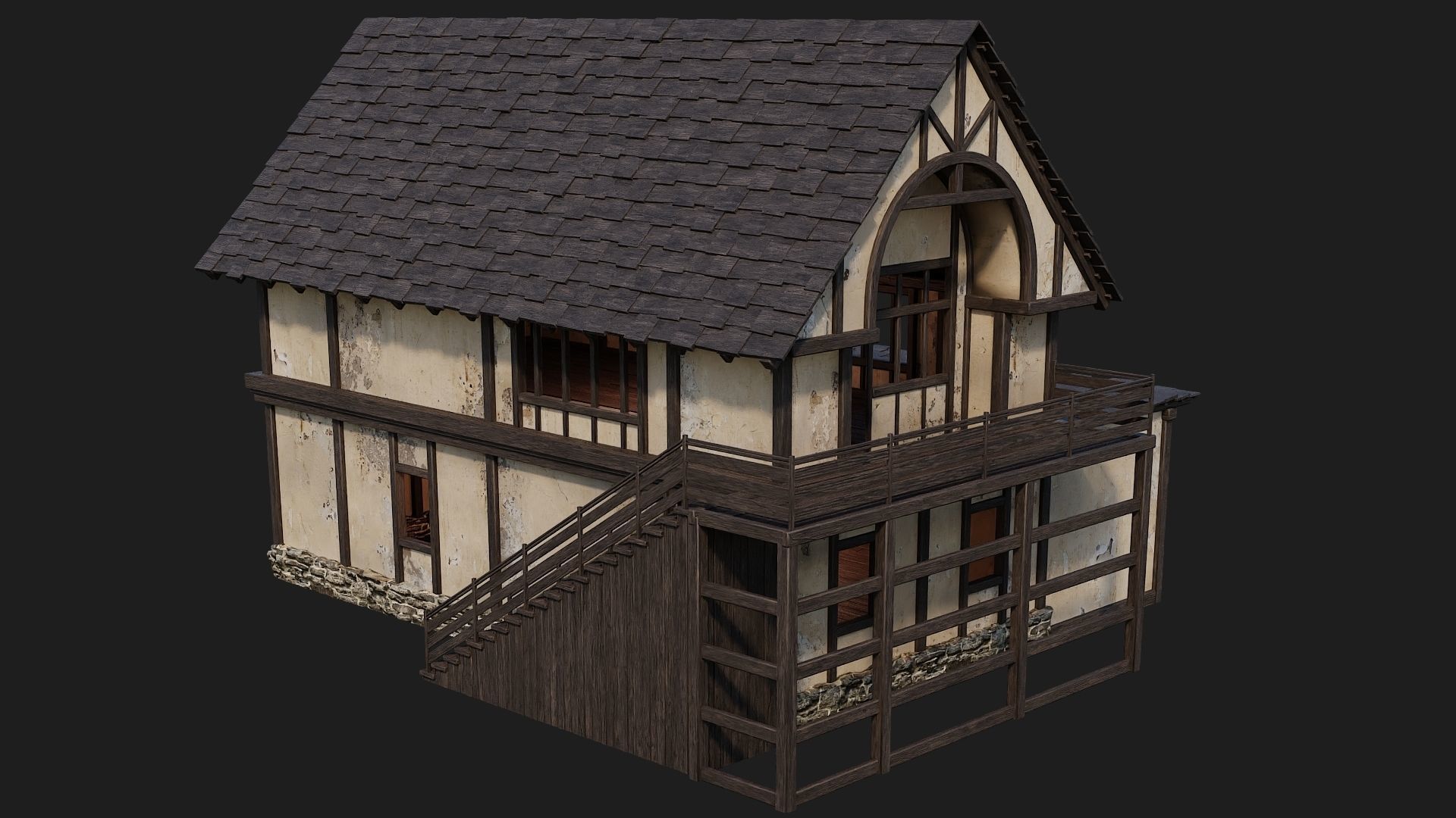 Old Medieval House 4K Textures GameReady 131 Low-poly 3D model_12