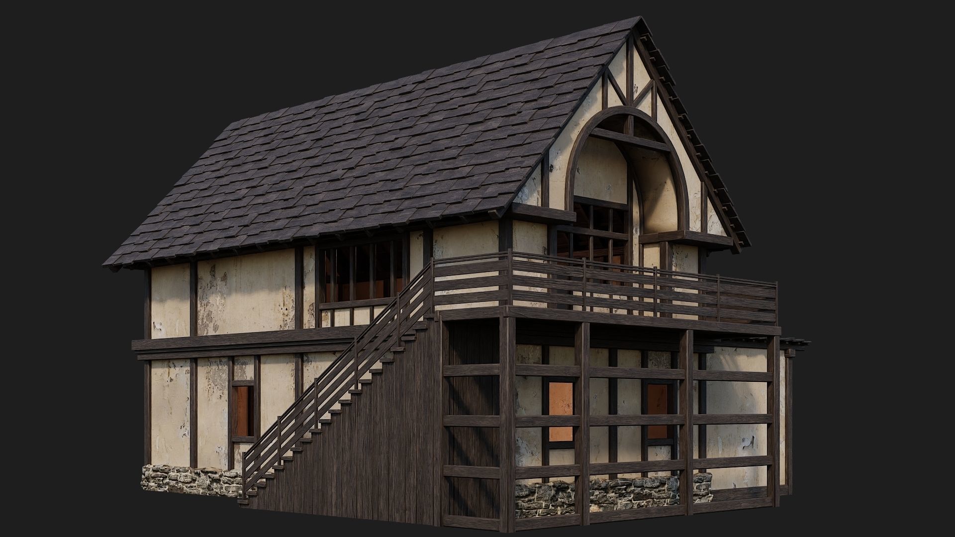 Old Medieval House 4K Textures GameReady 131 Low-poly 3D model_8