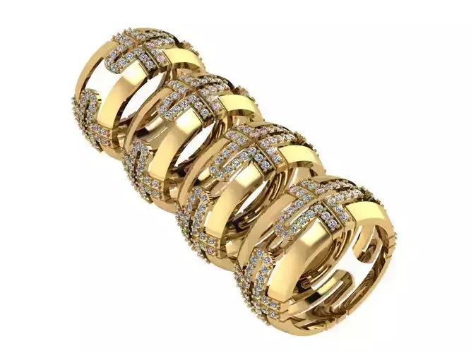 Ring404 three gold rings with diamonds