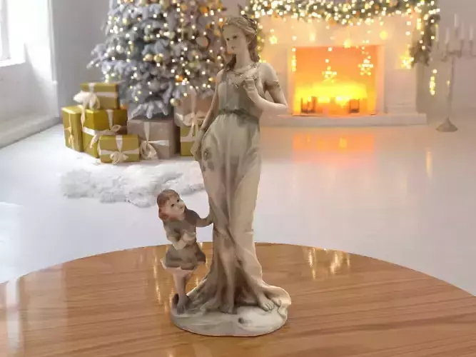 Woman And Child Statue low-poly PBR Ornament figurine VR-AR