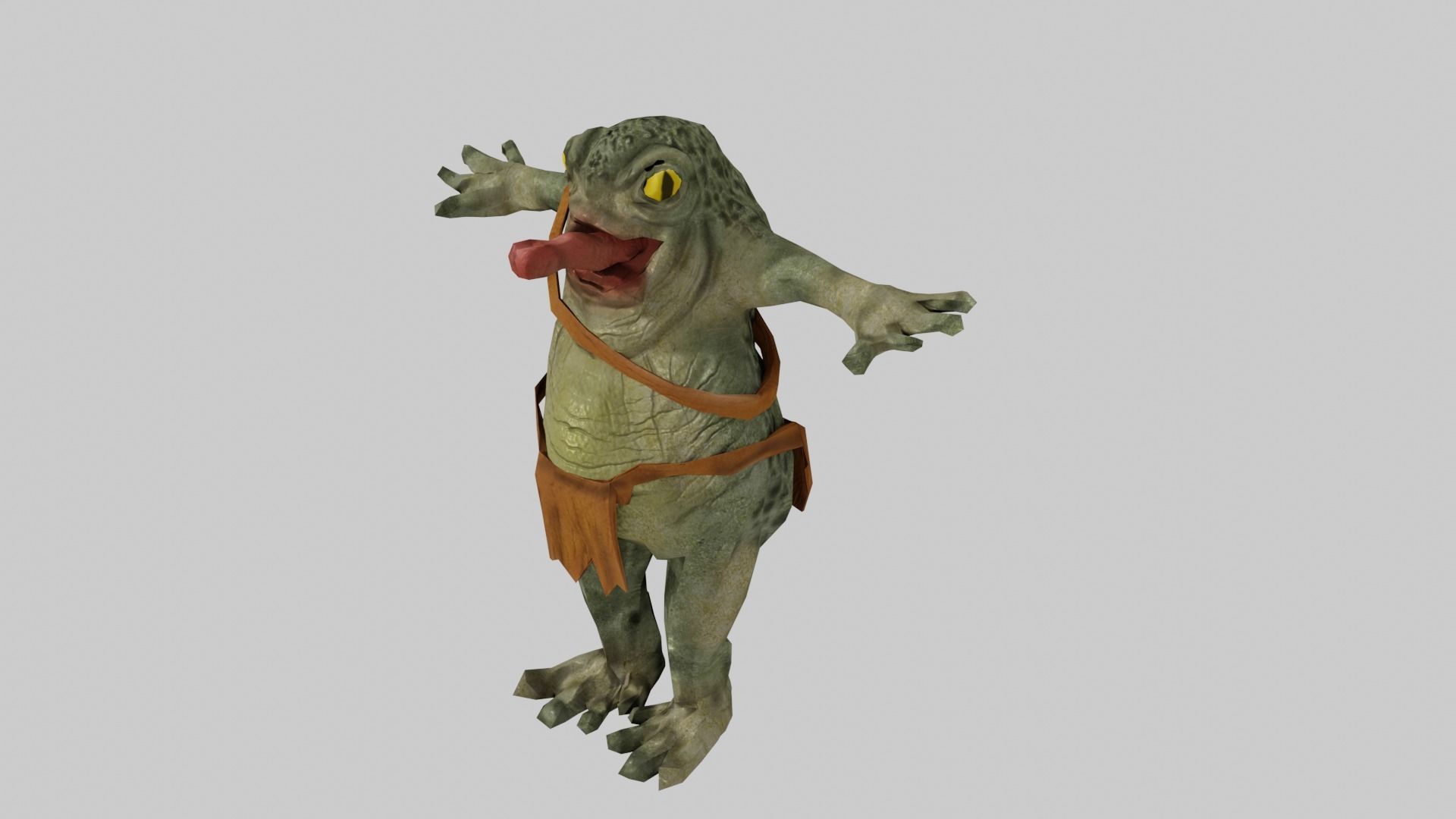Frog Humanoid Warrior Low-poly 3D model_2