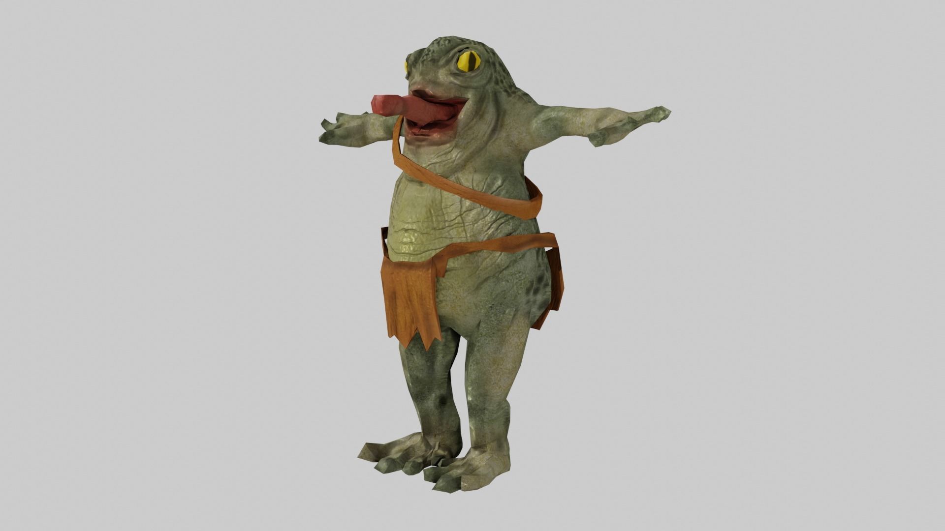 Frog Humanoid Warrior Low-poly 3D model_1