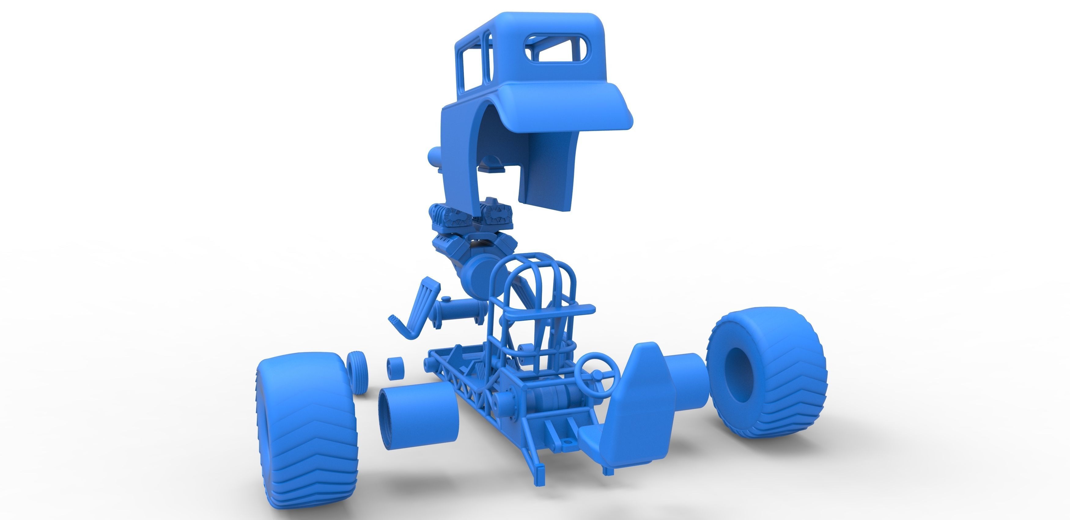 Mini Rod pulling tractor 5 Scale 1 to 25 3D print model_36