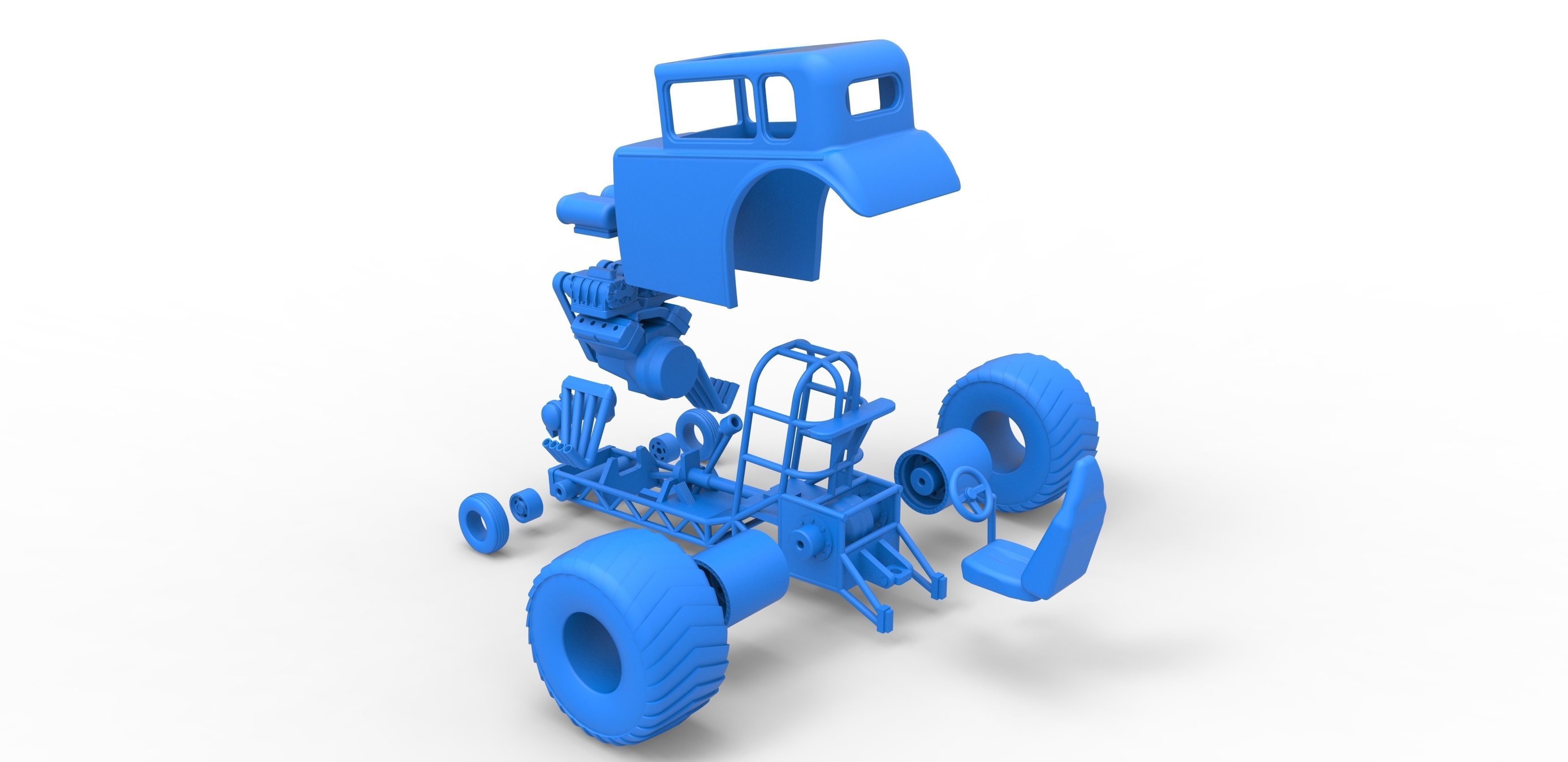Mini Rod pulling tractor 5 Scale 1 to 25 3D print model_35