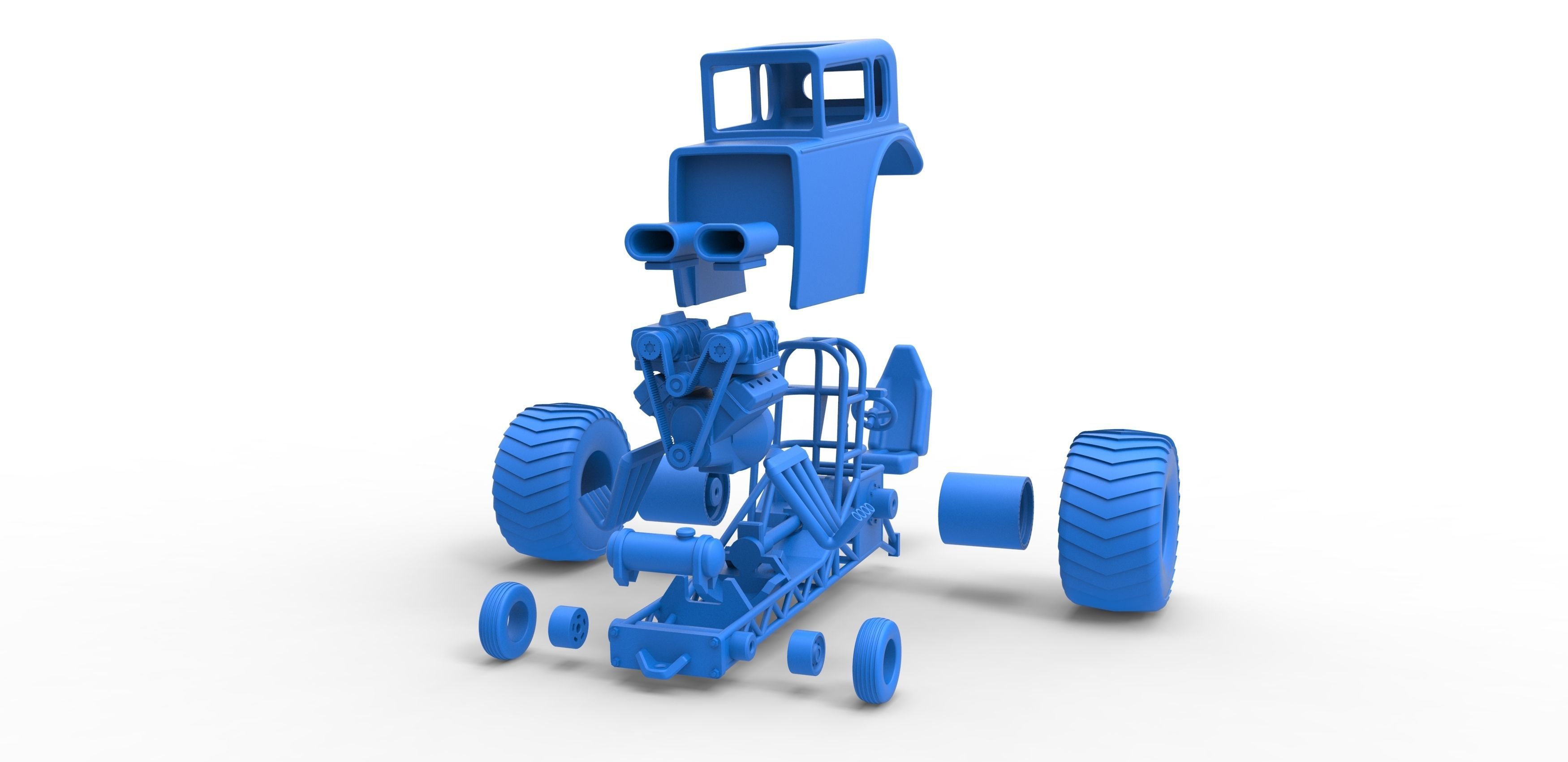 Mini Rod pulling tractor 5 Scale 1 to 25 3D print model_32