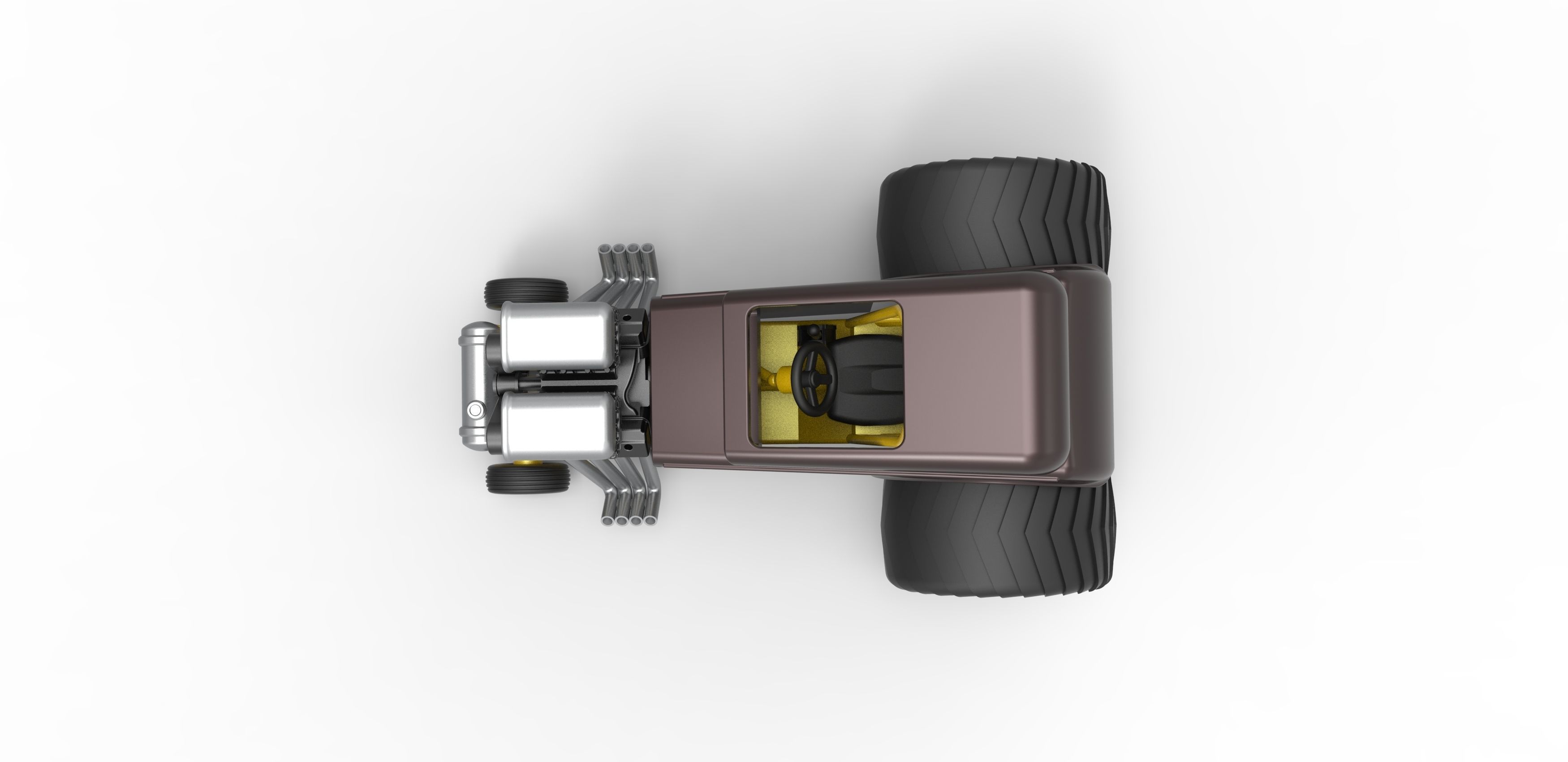 Mini Rod pulling tractor 5 Scale 1 to 25 3D print model_10