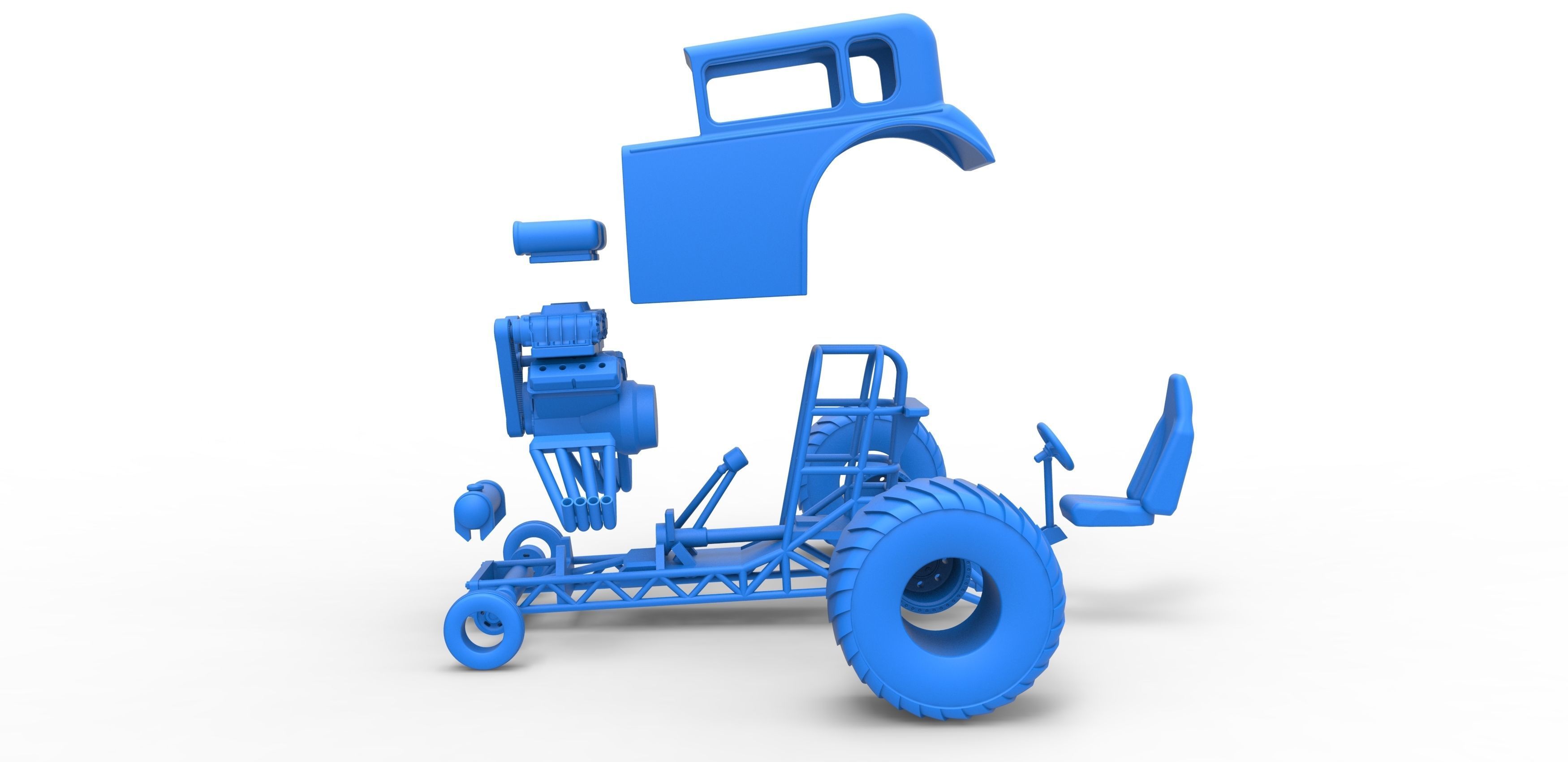 Mini Rod pulling tractor 5 Scale 1 to 25 3D print model_33