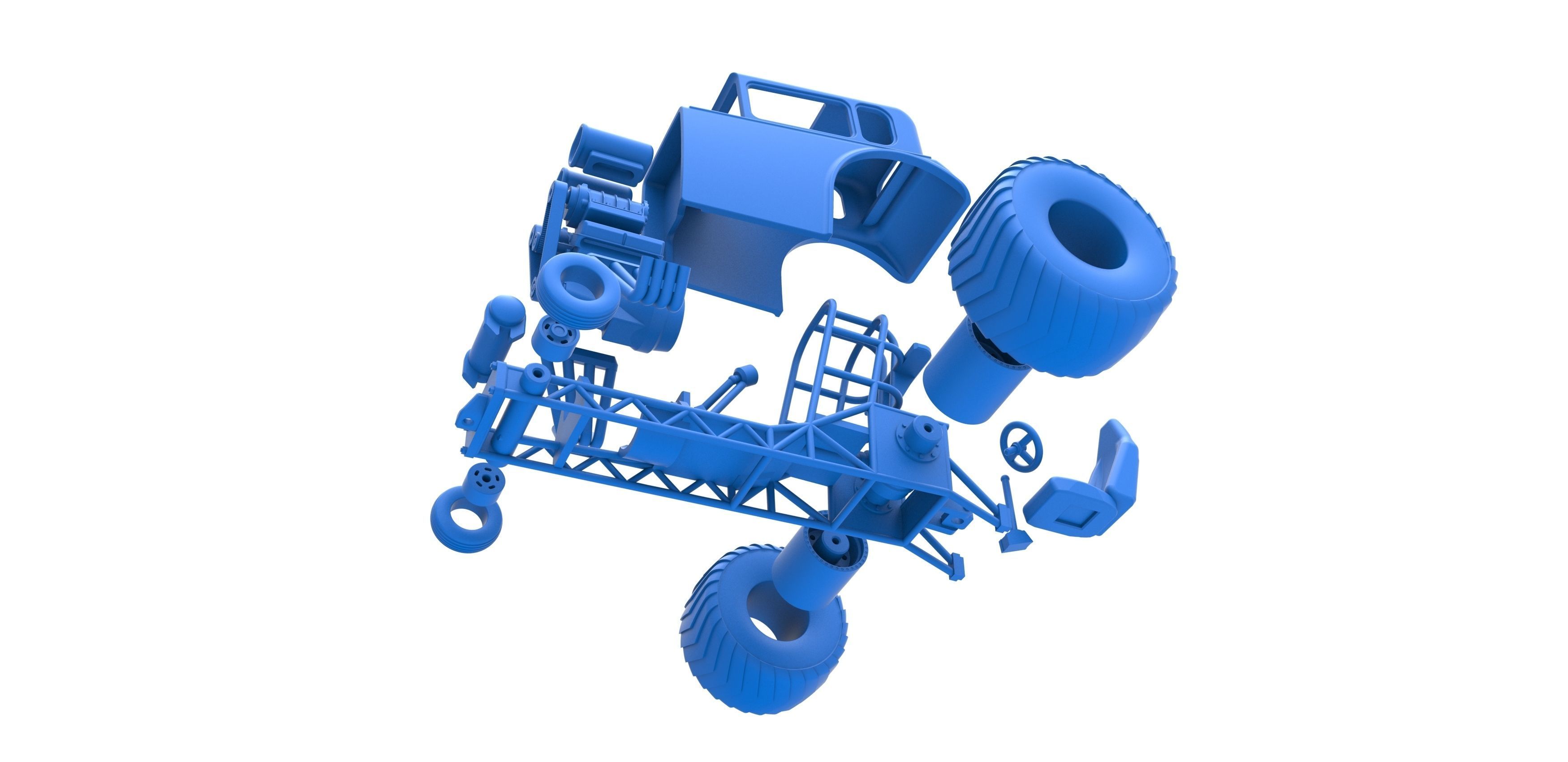 Mini Rod pulling tractor 5 Scale 1 to 25 3D print model_31