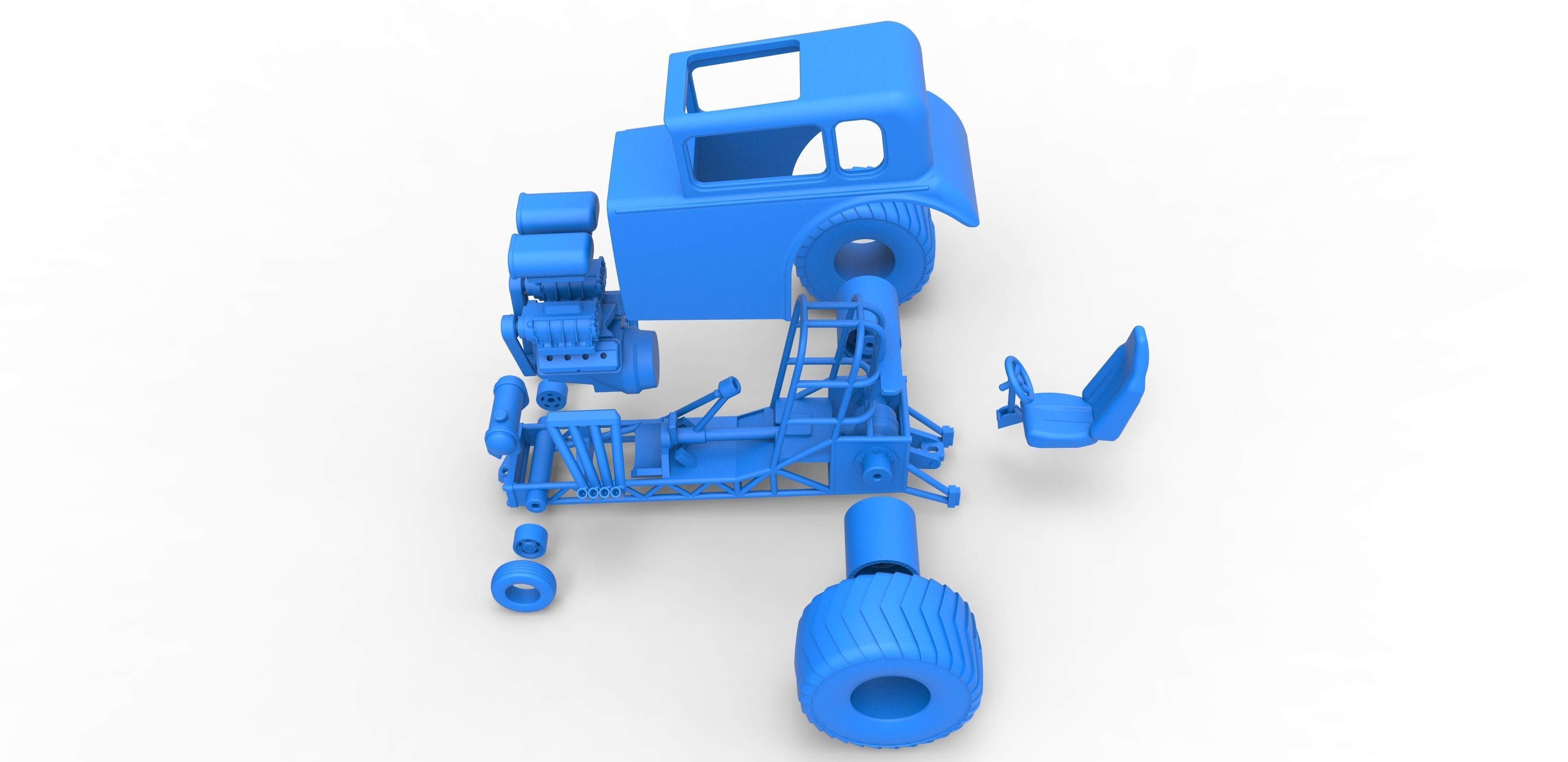 Mini Rod pulling tractor 5 Scale 1 to 25 3D print model_34