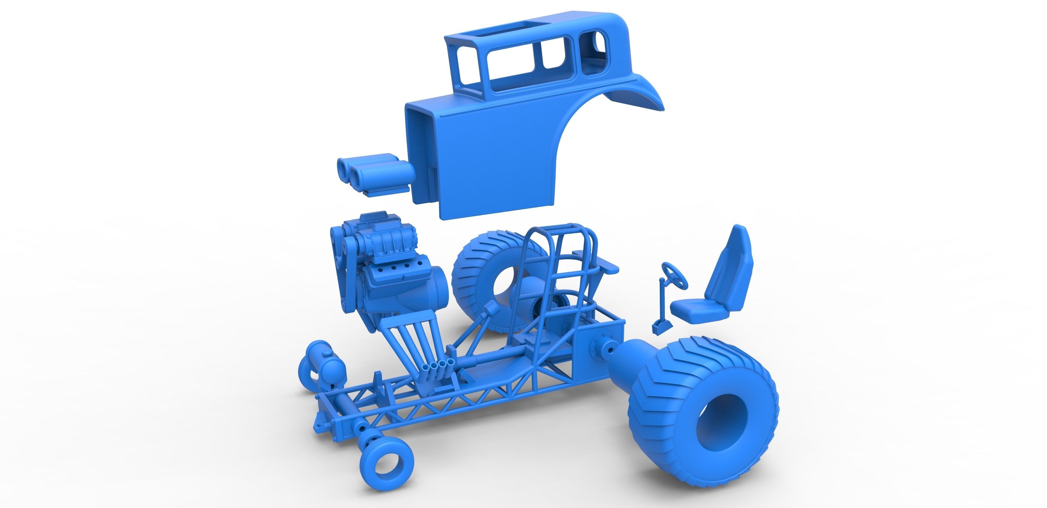 Mini Rod pulling tractor 5 Scale 1 to 25 3D print model_29