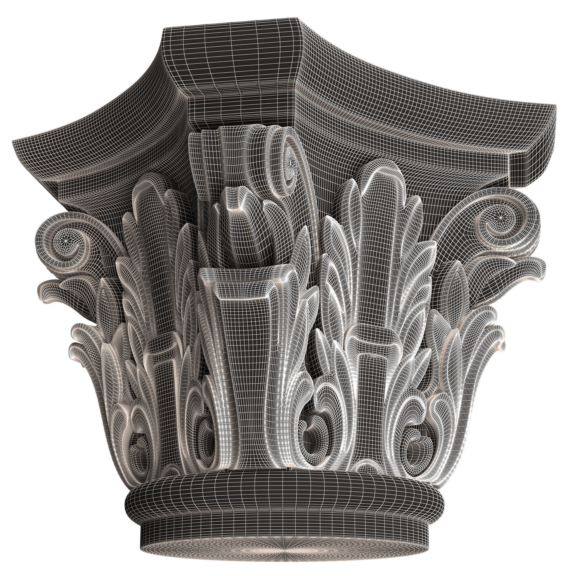 Carved Capital 0202 Low-poly 3D model_6