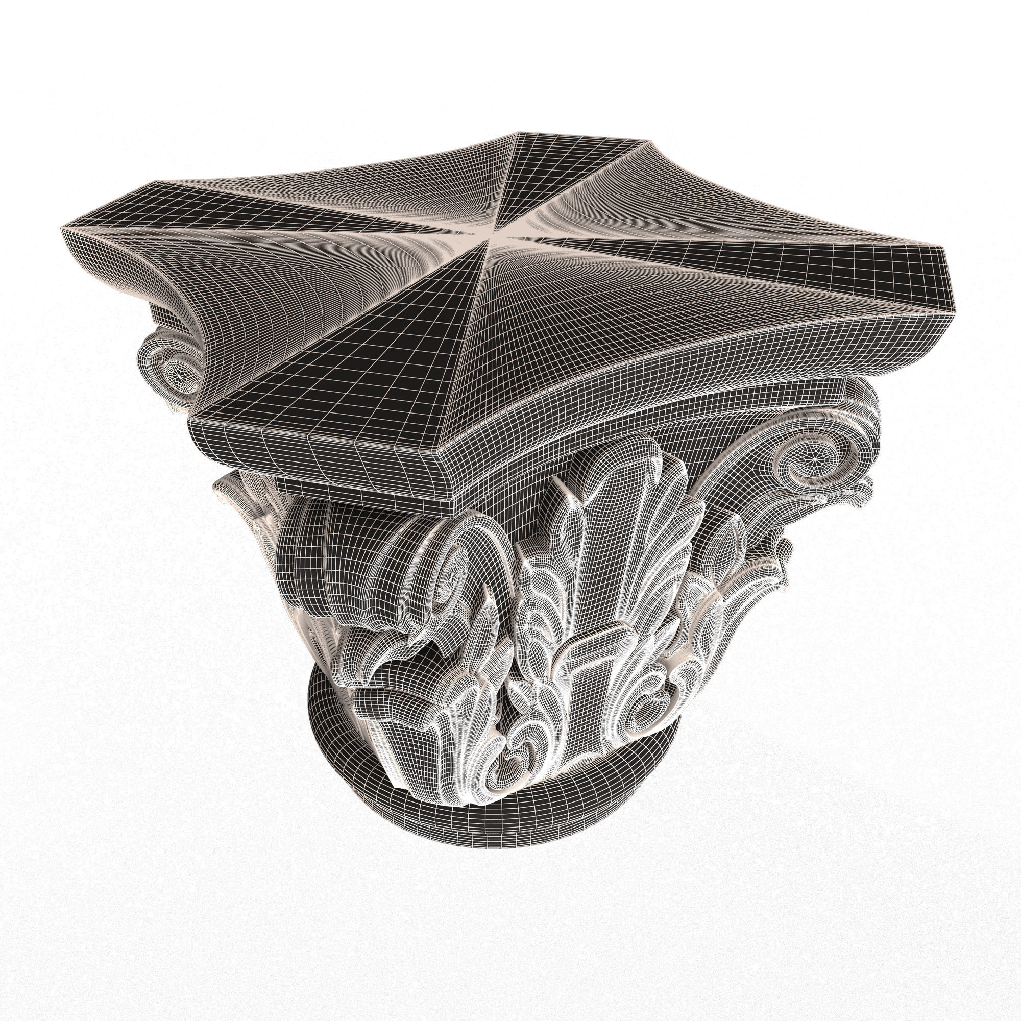 Carved Capital 0202 Low-poly 3D model_7