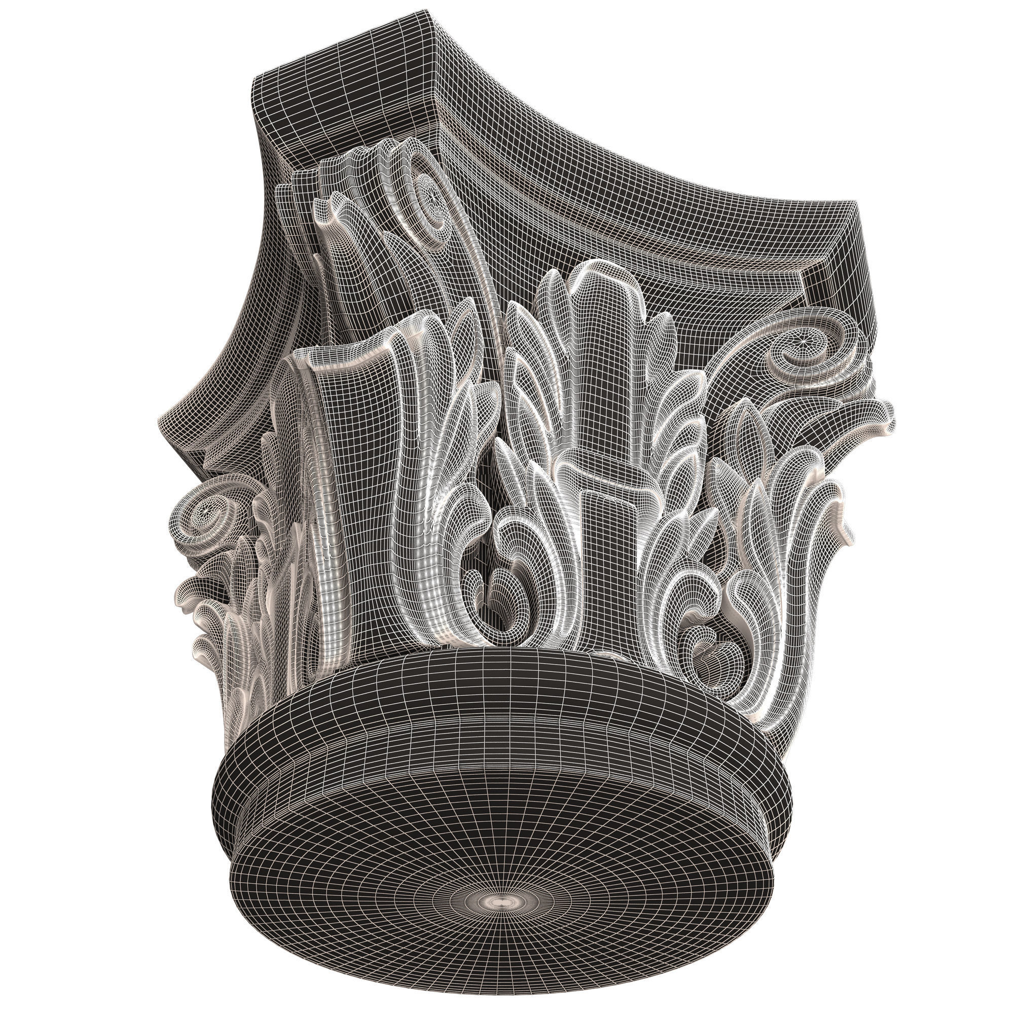 Carved Capital 0202 Low-poly 3D model_9