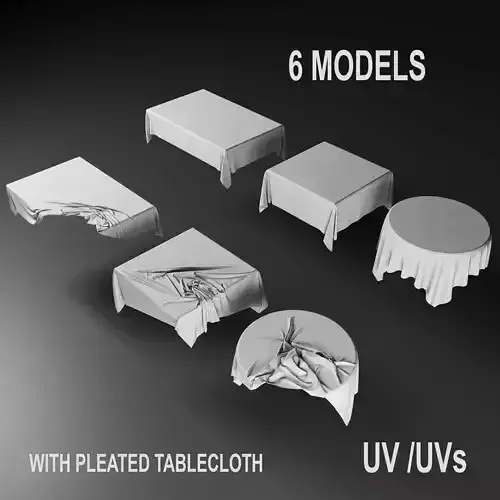 6 Models with pleated tablecloth Low-poly 3D model
