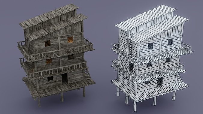 Pirate town Low-poly 3D model 2