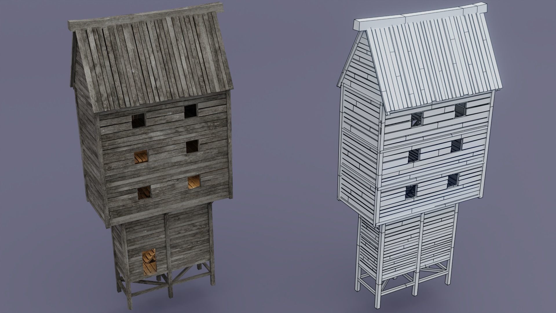 Pirate town Low-poly 3D model_9