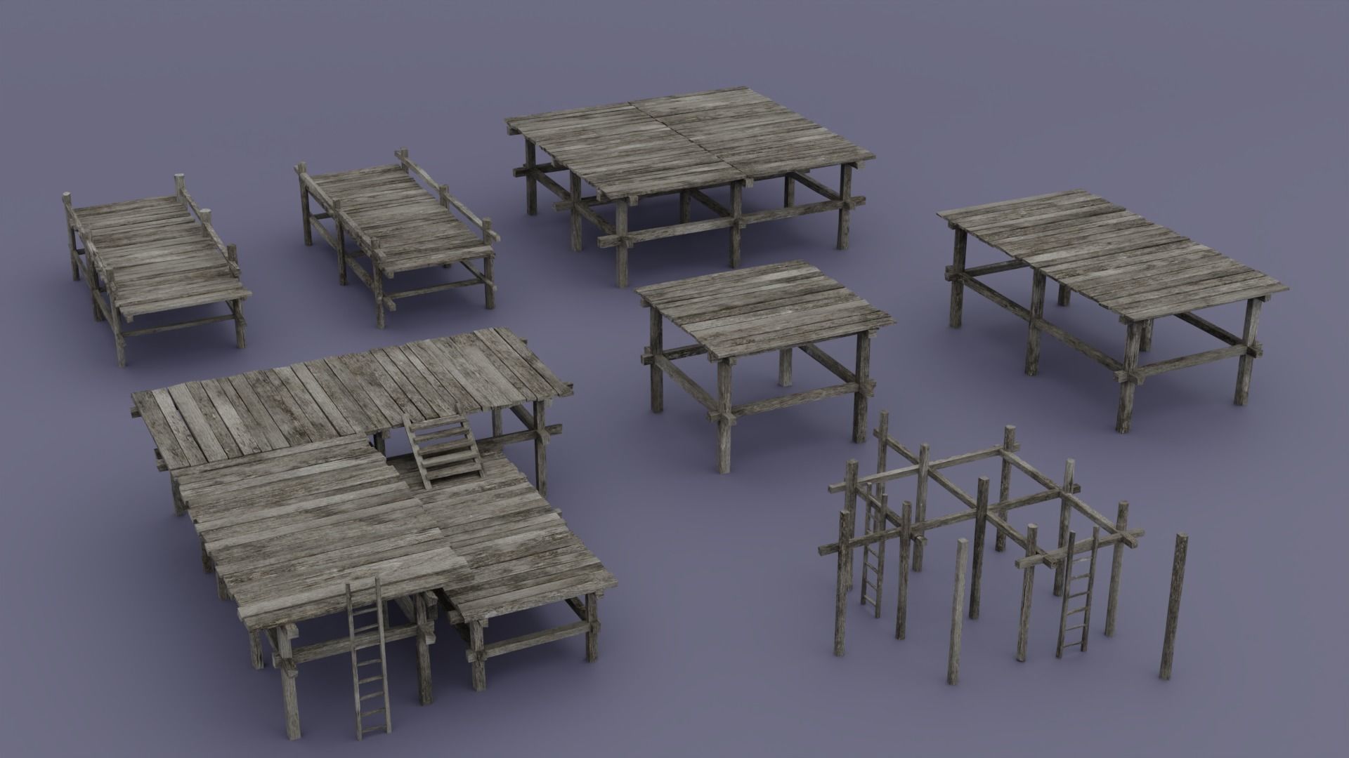 Pirate town Low-poly 3D model_18
