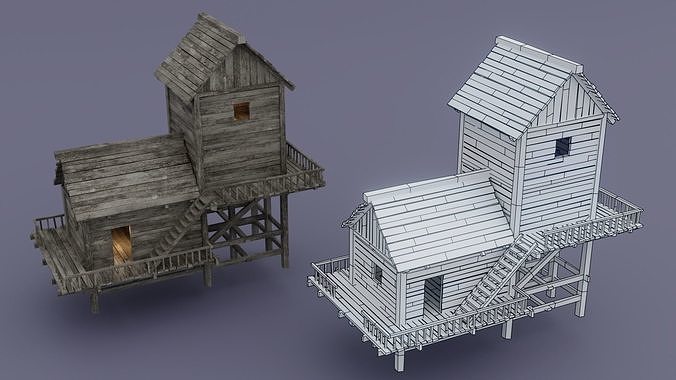 Pirate town Low-poly 3D model 5
