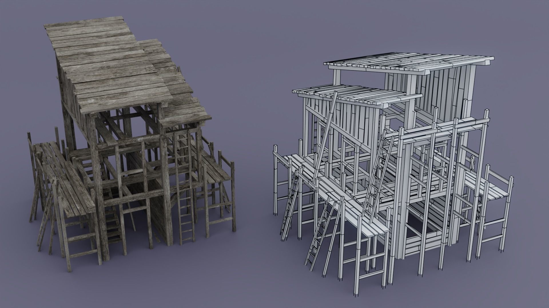 Pirate town Low-poly 3D model_12