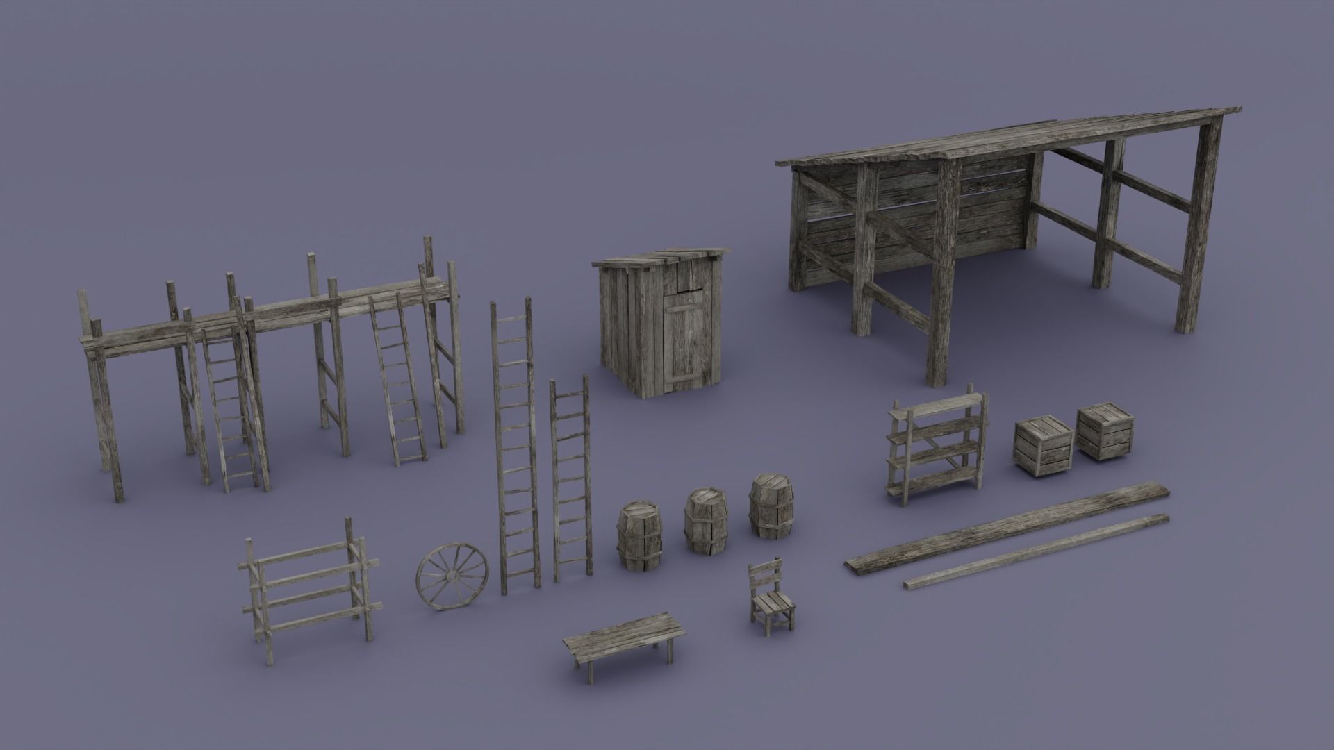 Pirate town Low-poly 3D model_17
