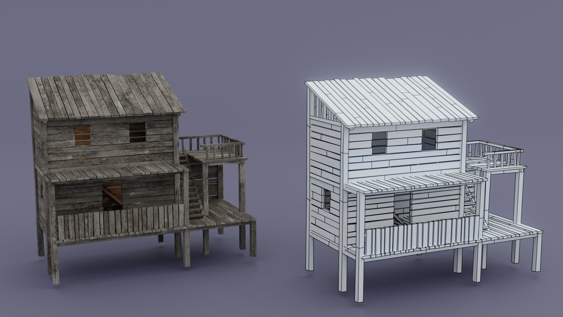 Pirate town Low-poly 3D model_10