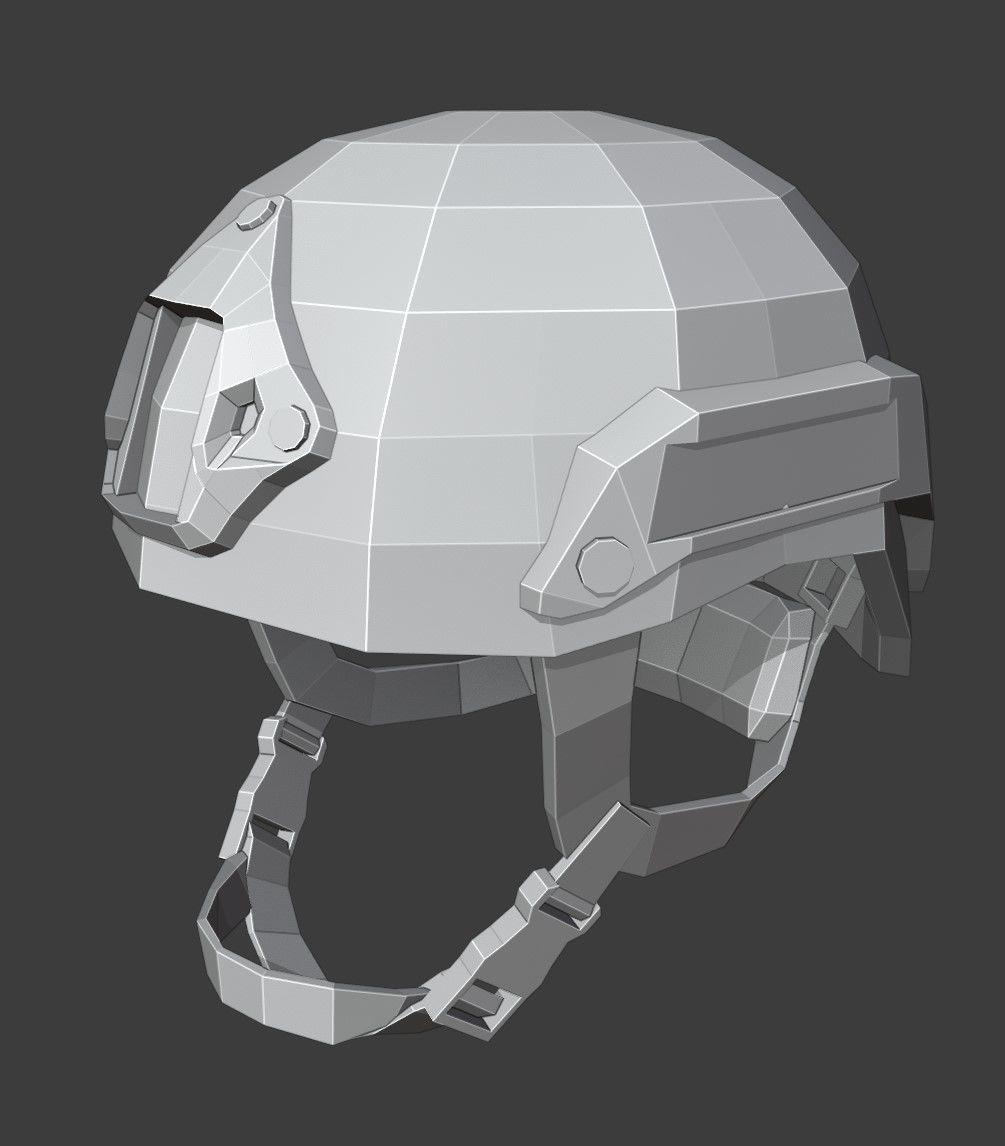 Tactical Helmet Low Poly Low-poly 3D model_4