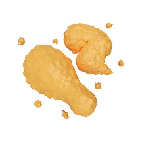 Cartoon Crispy Fried Chicken Low-poly 3D model