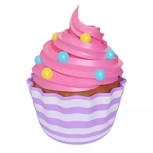 Cartoon Cupcake  Low-poly 3D model