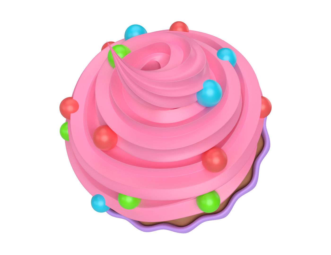 Cartoon Cupcake  Low-poly 3D model_3