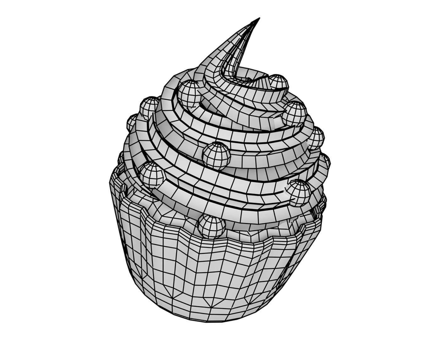 Cartoon Cupcake  Low-poly 3D model_5